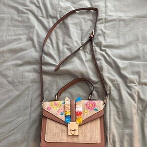 Embroidered Brown Crossbody Bag